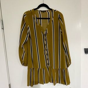 Olivaceous mustard striped tunic style dress